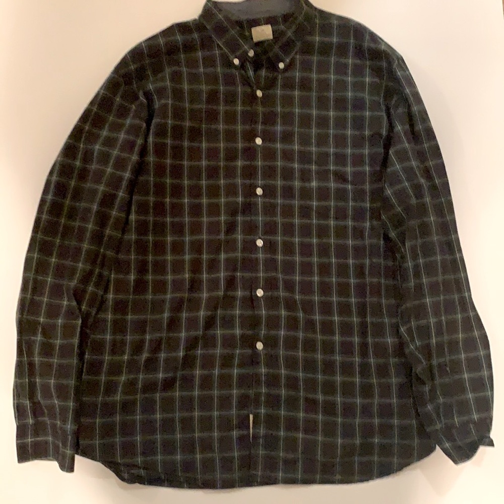 Blue and green button down jcrew shirt
